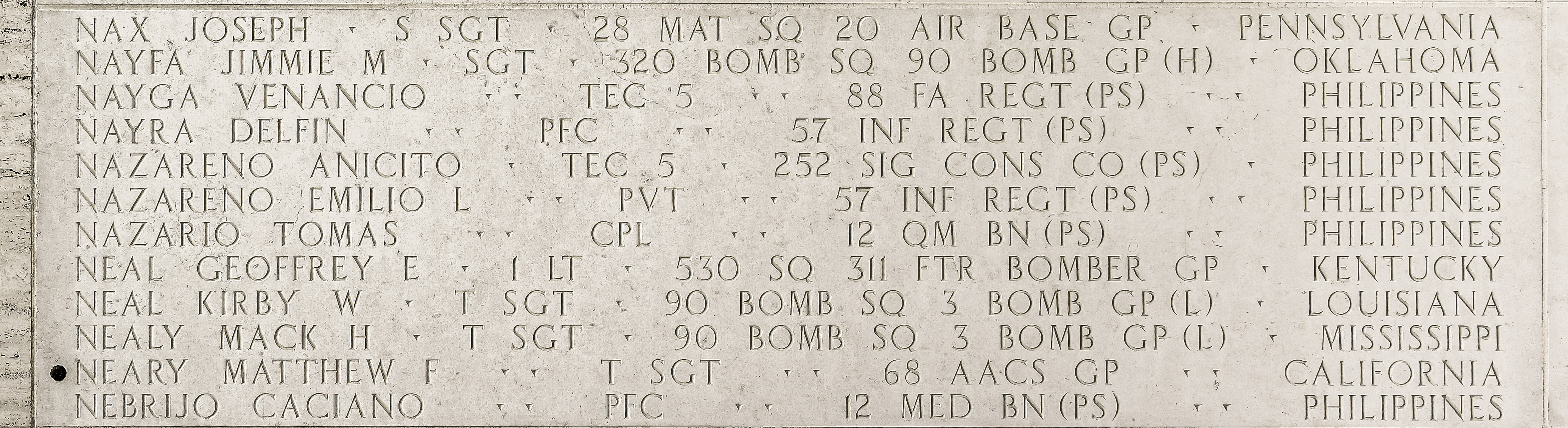 Matthew F. Neary, Technical Sergeant